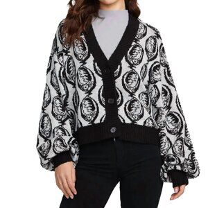 Grateful Dead Steal Your Face Cardigan — Chaser Oversized Black White L NWT